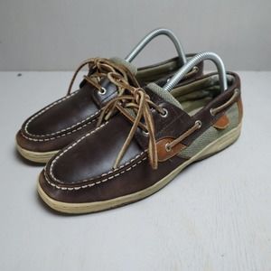 Sperry Top-Sider Shoes Boys 6.5 Bluefish LC Boat Slip On Leather Brown Casual